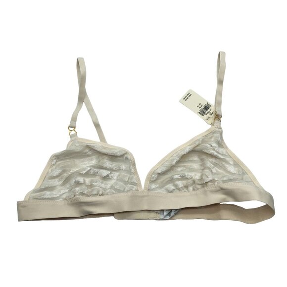 Aerie Ivory Velvet Stripe Triangle Bralette M - Picture 1 of 4